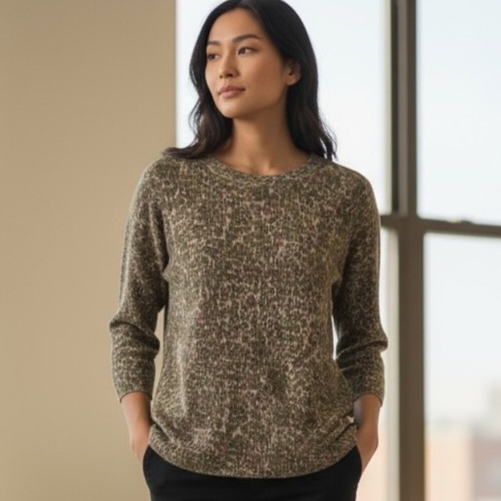 Aritzia Wilfred Balzac Leopard Print‎ Sweater Womens Small Silk Cotton Cashmere